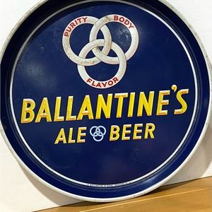 Vintage Ballantine's Ale & Beer Metal Advertising Waitress Beer Serving Tray